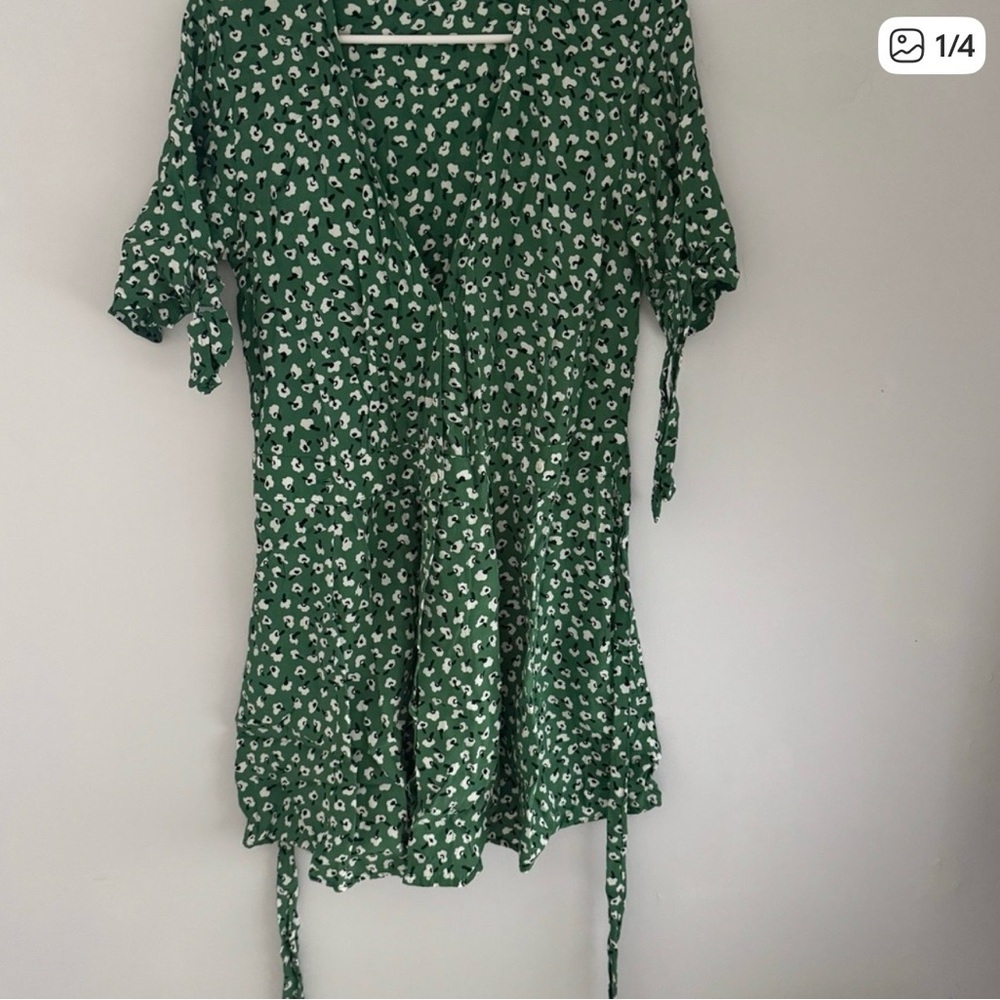 Faithfull the Brand Green and White Floral Dress